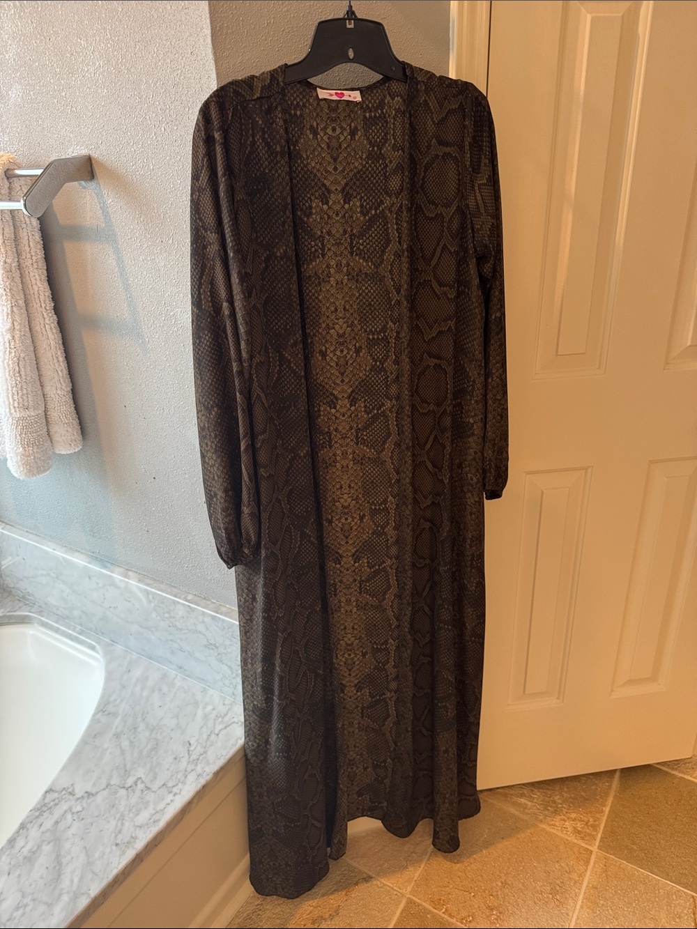 Buddy Love Brown Snake-Print Open Duster Length Coverup S/M
